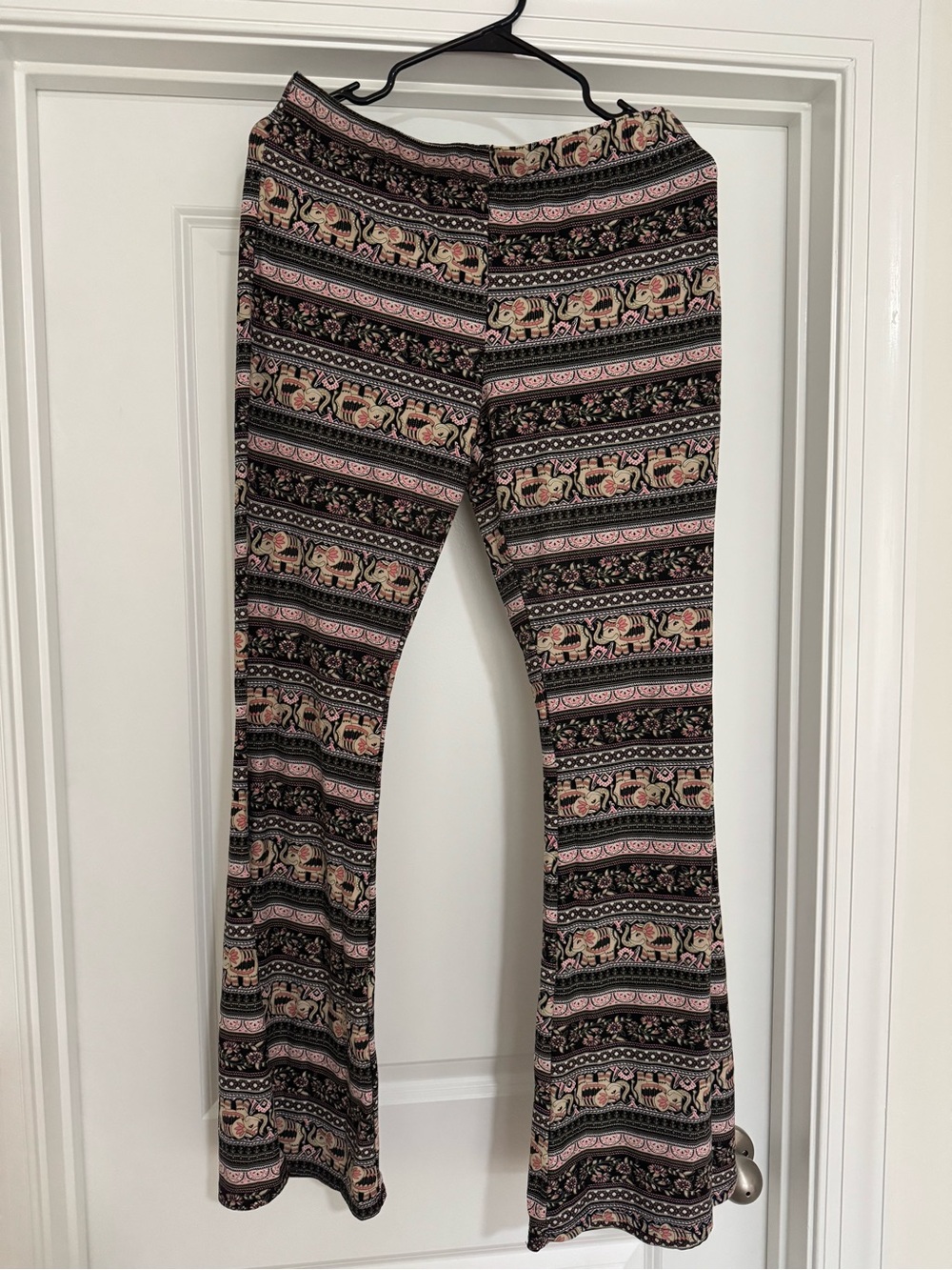 Justice Black and Pink Elephant Print Boot Cut Pants